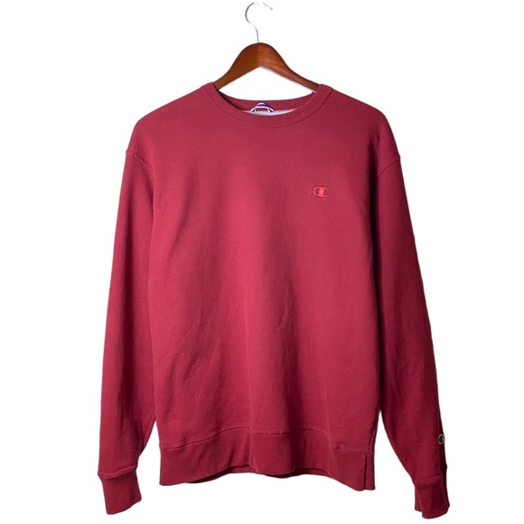 Champion Powerblend Crewneck Sweatshirt Red Wine Maroon Pullover Athletic Mens L - Picture 13 of 15